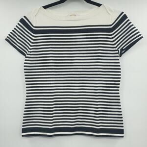 Talbot Womens Boat Neck Striped Short Sleeve Sweater Small